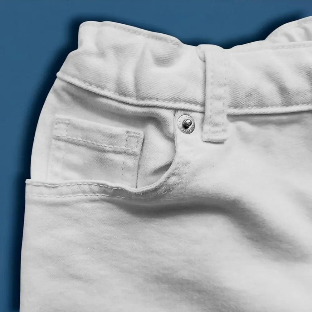 Cat & Jack Girls Jean Shorts White Cutoff Mid-Rise Size Large Elastic Waistband